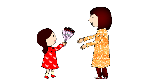 母の日　娘に花をもらう