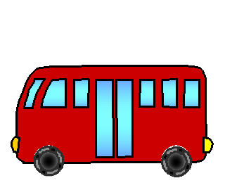 前に進む赤いバスのイラスト