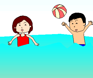 海で遊ぶ子供たち