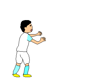 ジャンピングヘッドでシュートを打つサッカー選手。