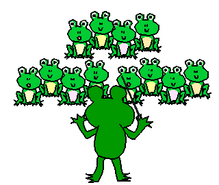 梅雨の日にみんなで歌うカエルの集団。