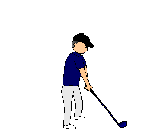 ゴルフスイングする男性