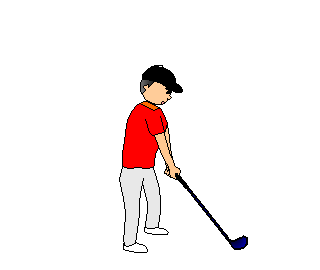 ゴルフスイングする男性