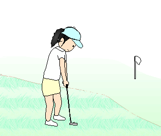 パターを打つ女子ゴルファー