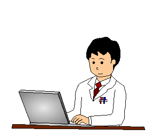 パソコンで業務をする医師